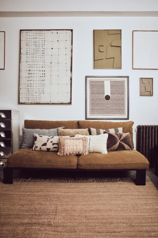 HKliving Striped velvet kussen 50x30 Brown