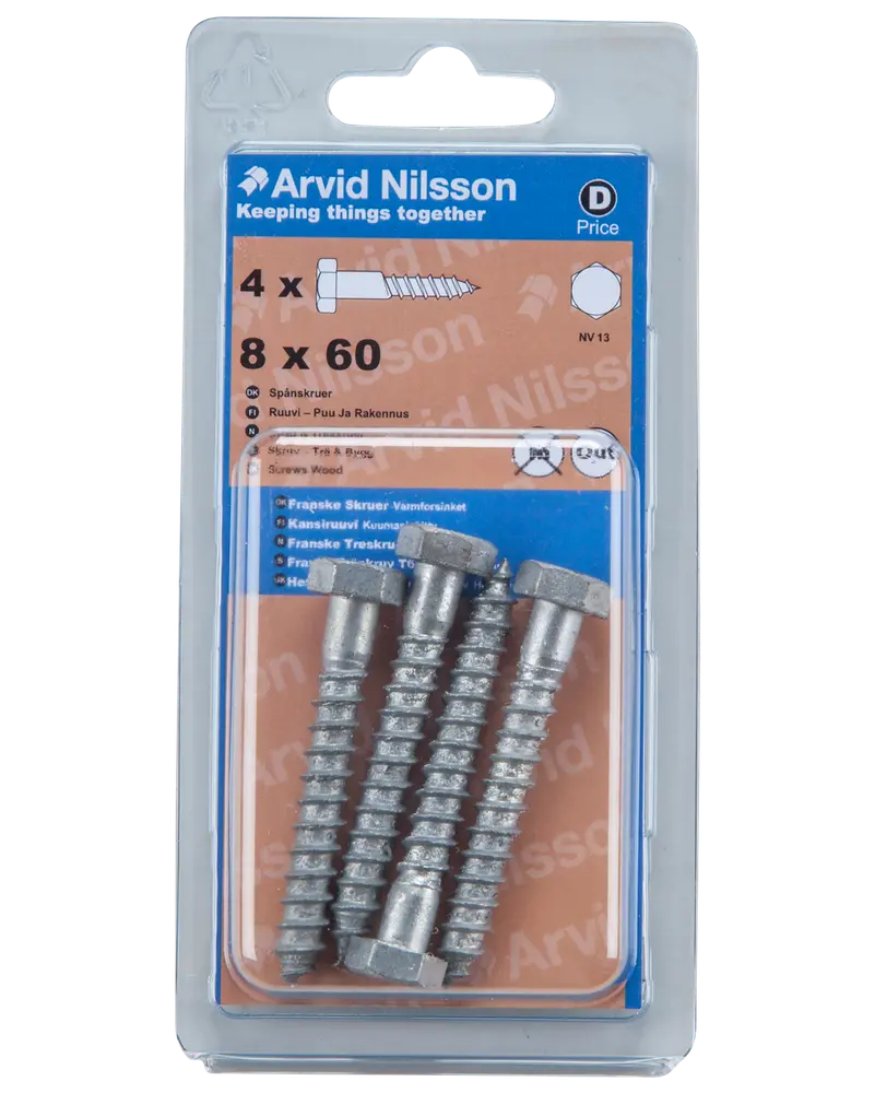 Arvid Nilsson Fransk skrue 8 x 60 mm 4-pak