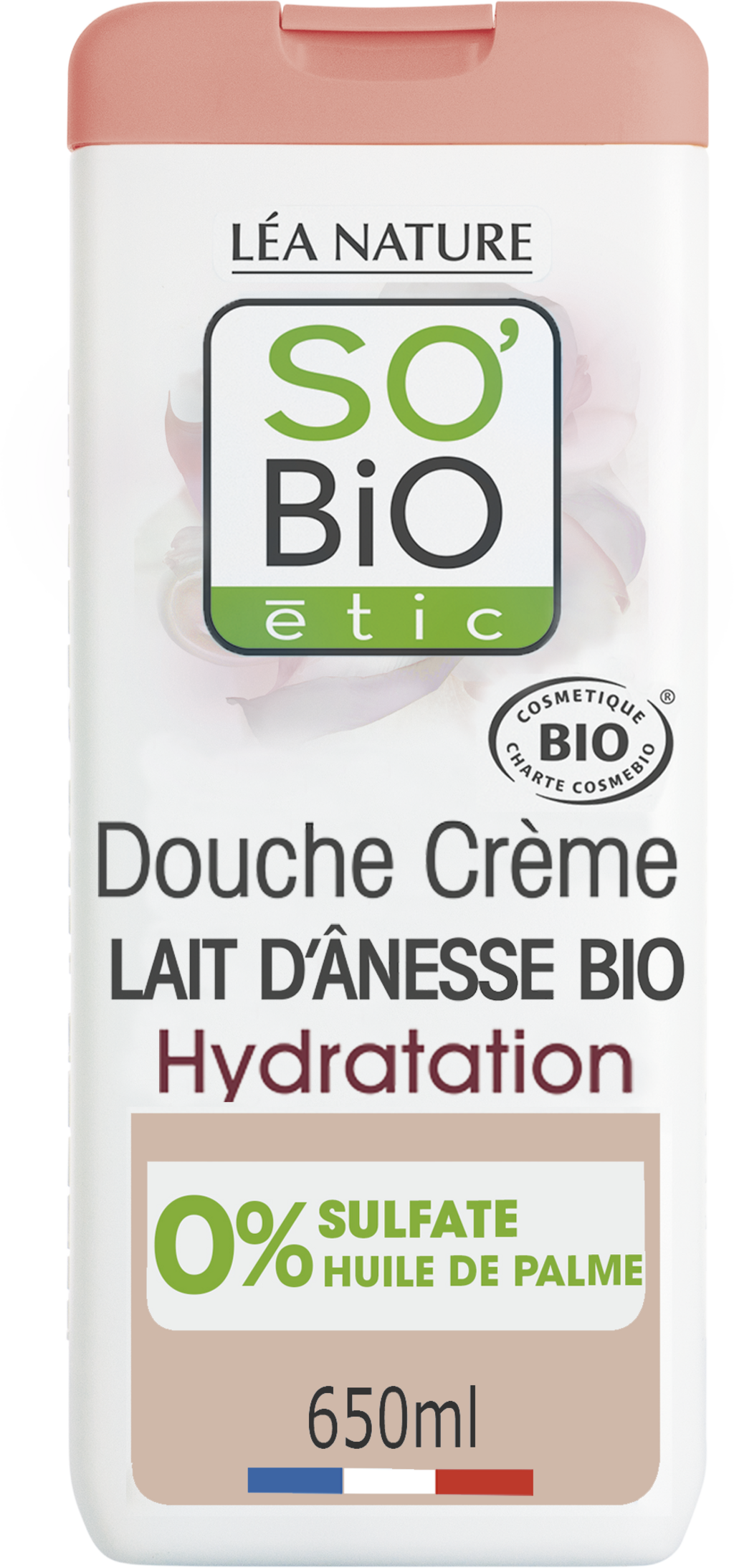 LÉA NATURE SO BiO étic  Cremedusche mit Eselsmilch, 650 ml