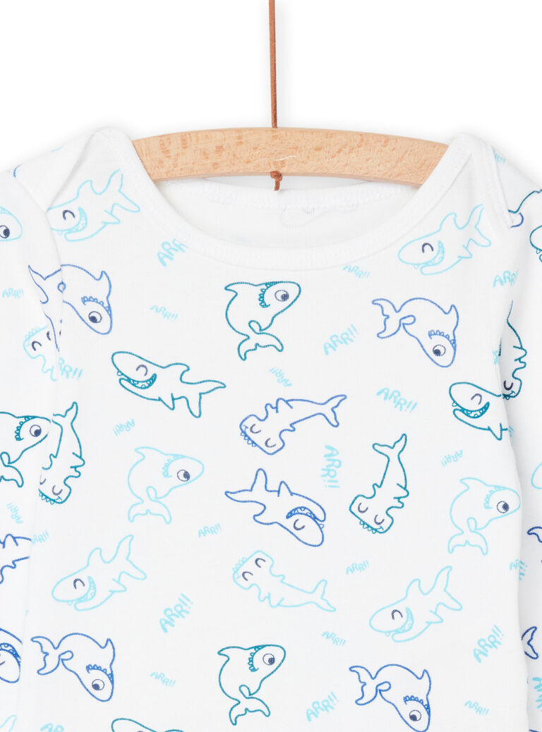 Body blanc en coton biologique à imprimé requins