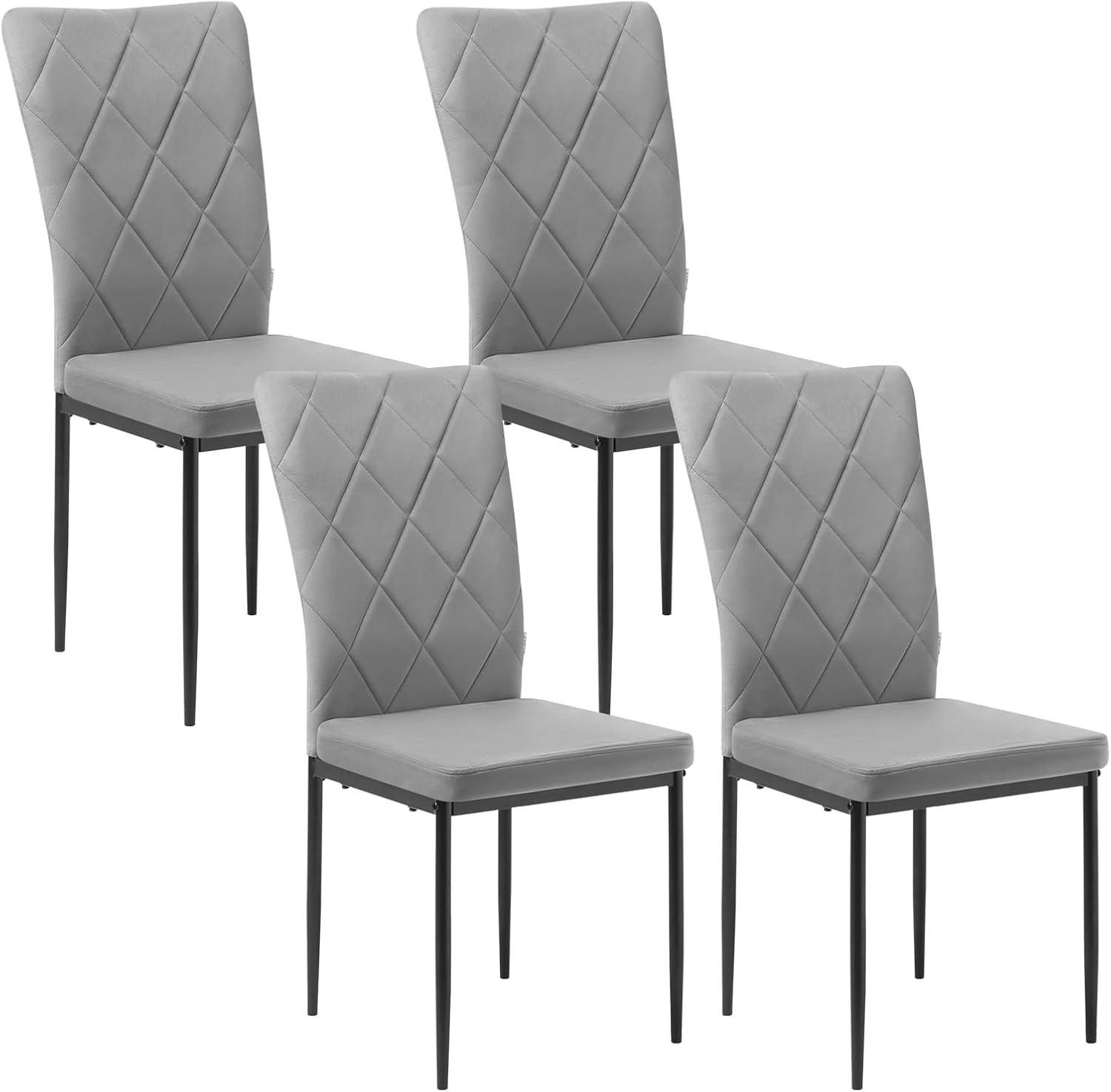 WOLTU Esszimmerstühle 4er Set, für Esszimmer Küche Wohnzimmer Büro, Küchenstühle Samt mit hoher Rückenlehne, Metallbeinen, bis 150 kg belastbar, Dunkelgrau