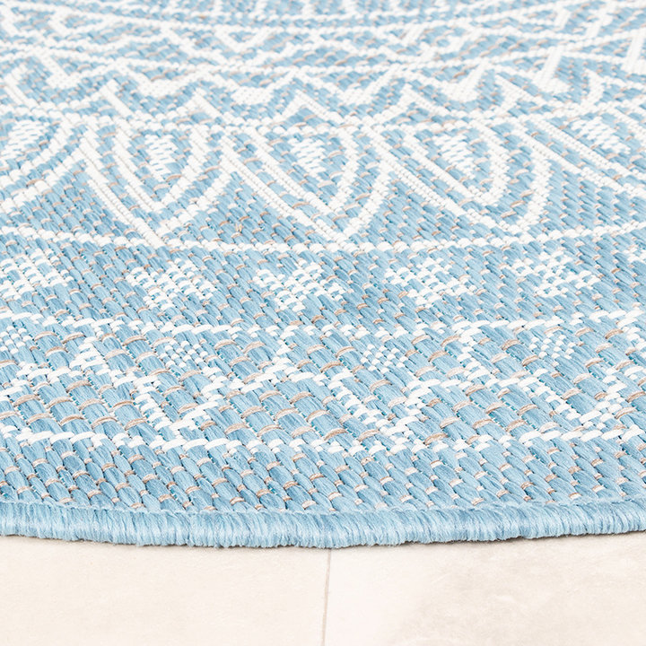 Rond Buitenkleed - Summer Azteca Lichtblauw