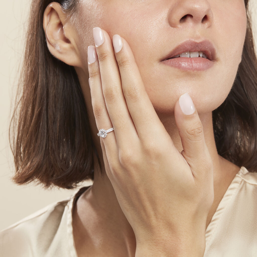 Bague Solitaire Fathima Or Blanc Oxyde De Zirconium