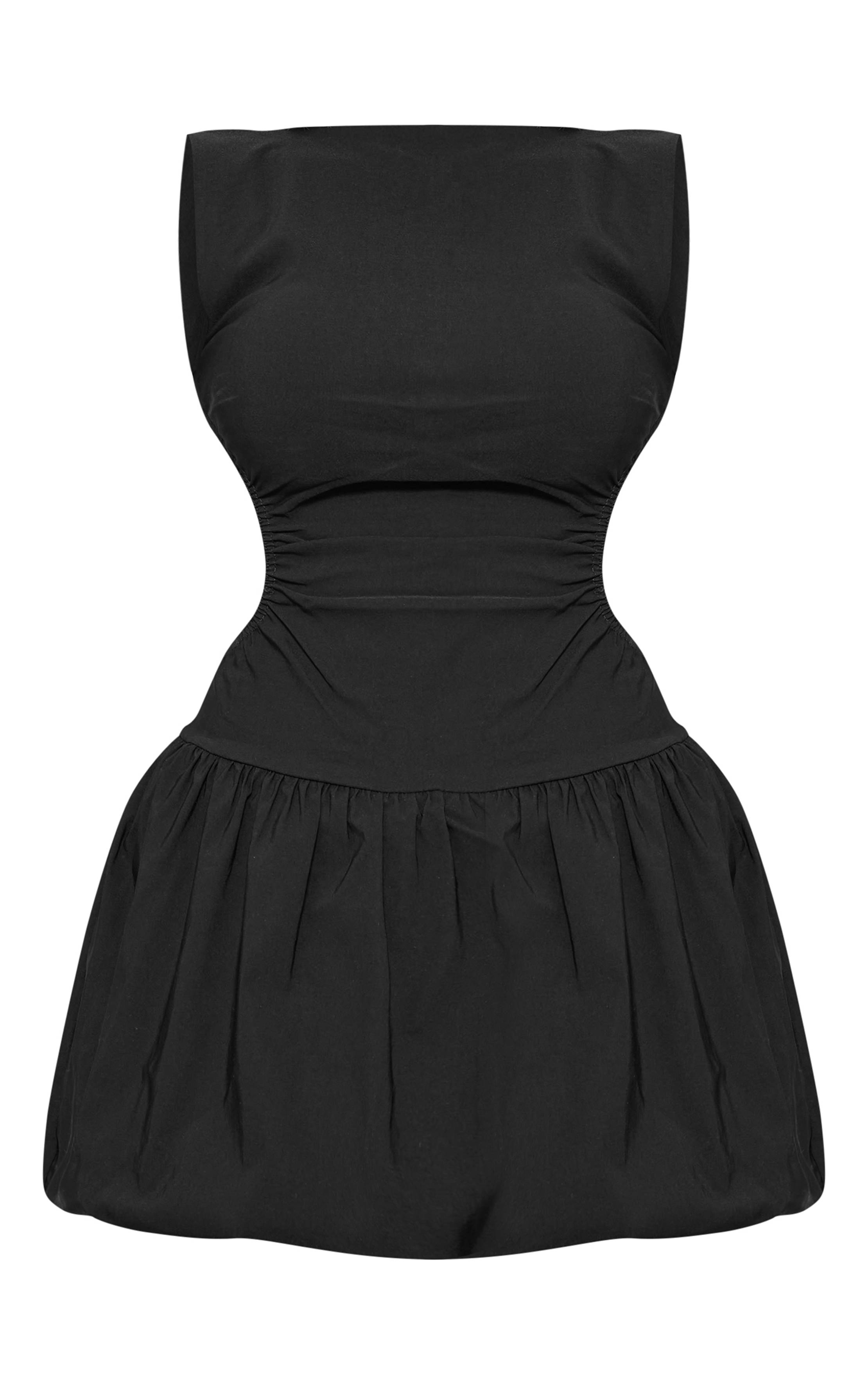 Noir Robe Droite Dos Nu À Découpes En Tissu Stretch Tissé