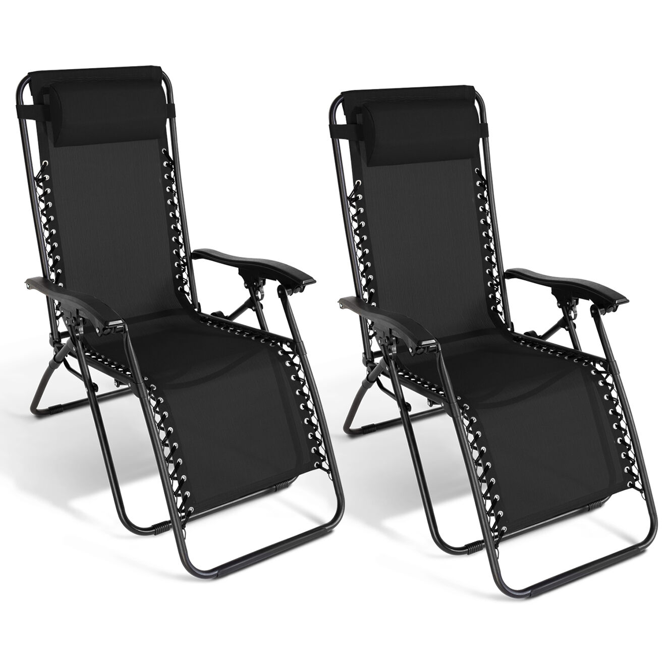 Pratik Garden 2 Fauteuils Relax de Jardin noirs - 70x160x82 cm