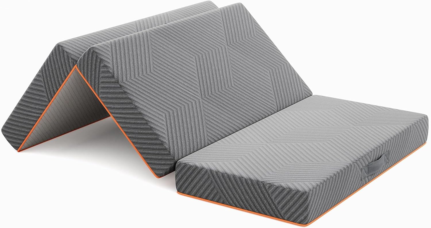 Vesgantti Klappmatratze Gästematratze 90x200cm, Höhe 15cm, 3-teilige Gel Schaumstoff Faltmatratze für Reisen, Camping, Boden, Gästebett, waschbarem Bezug Faltbare Matratze Öko-Tex Zertifiziert