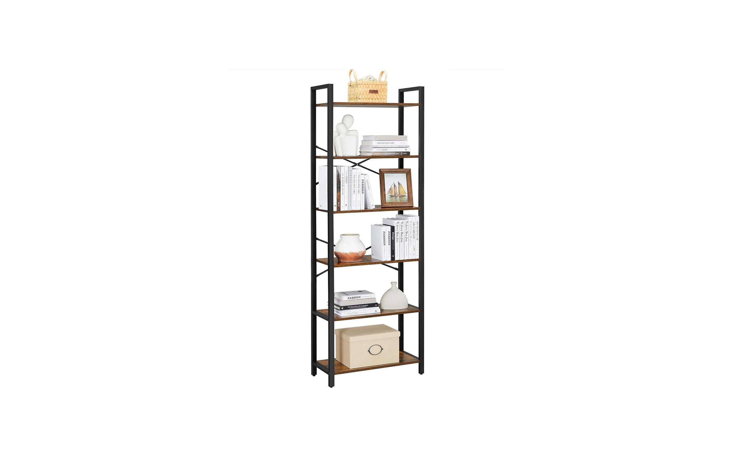 Regal mit 6 Ebenen 66 x 186 cm, Braun/SchwarzBücherregal aus Holz