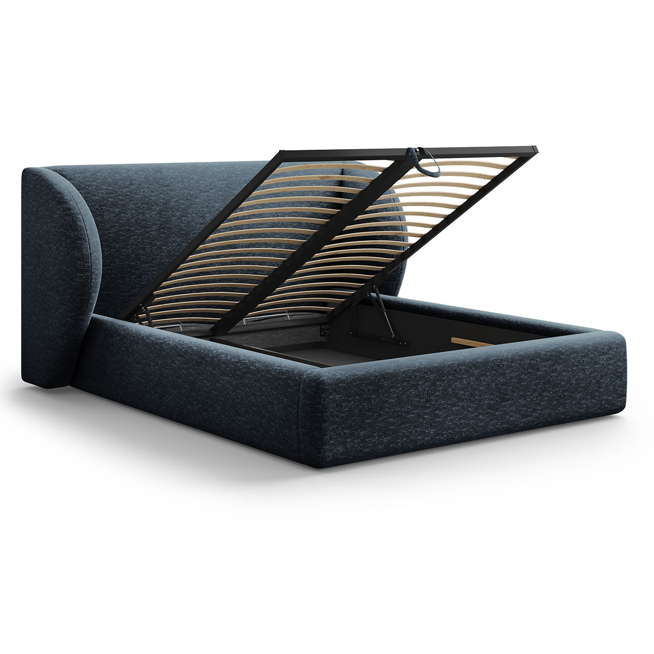 Micadoni Lit Coffre Chenille avec Tête de Lit Miley bleu roi - 230x247x100 cm