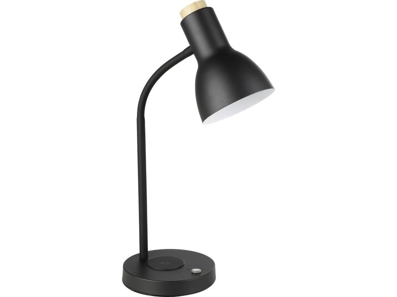 EGLO Leuchten Tischleuchte VERADAL-QI LED 5.5W 3000K Schwar LED-Tischleuchte mit Touchdimmer, kabelloser QI-Charger-Funktion und flexiblem Leuchtenarm