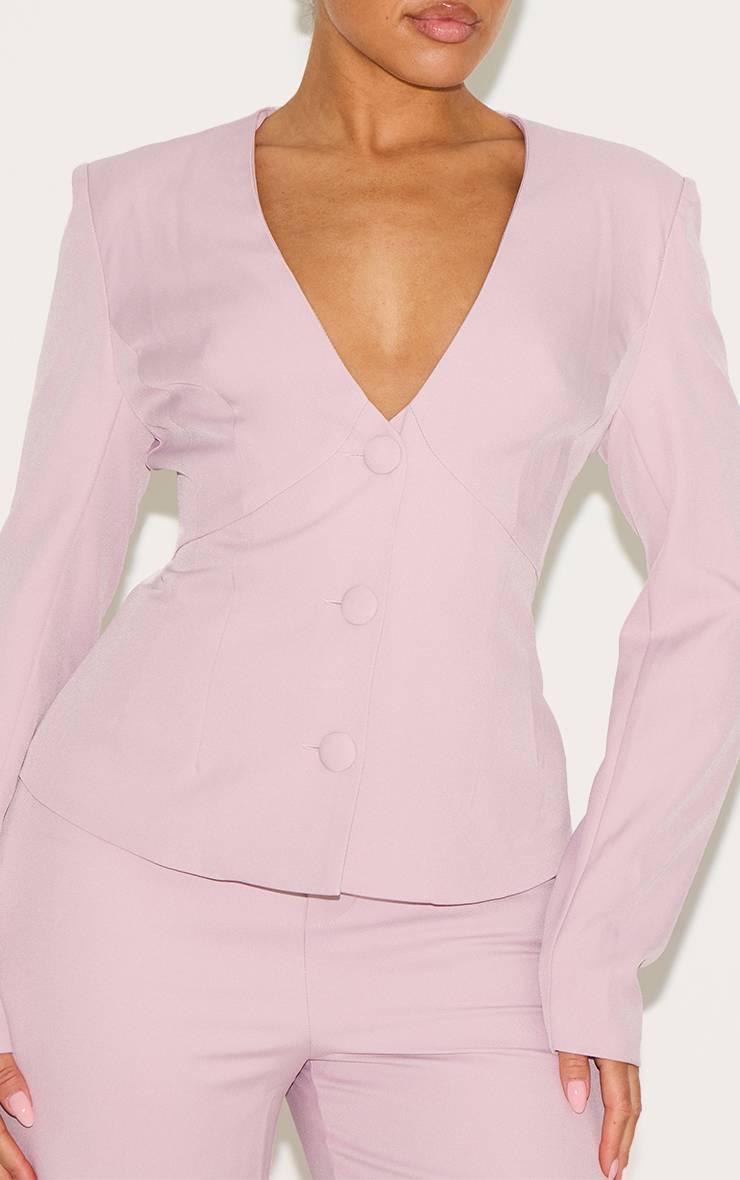 Blush Rose Blazer Ajusté Taille Cintrée Décolleté Plongeant Shape