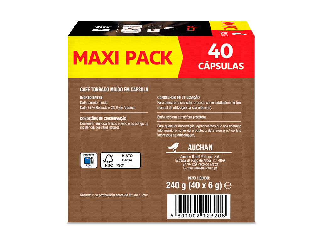 CAFE EXPRESSO DQ AUCHAN FORTÍSSIMO MAXIPACK 40UN