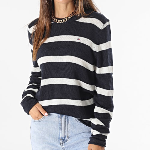 Pull Femme Soft 0264 Bleu Marine Blanc