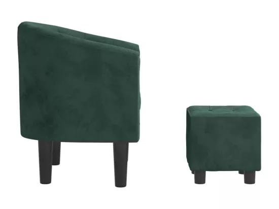 Fauteuil avec repose-pied vert foncé velours