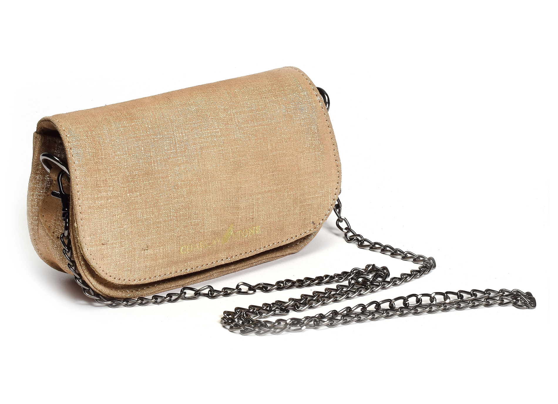 Pochette bandouliere alice metallisee he899 beige