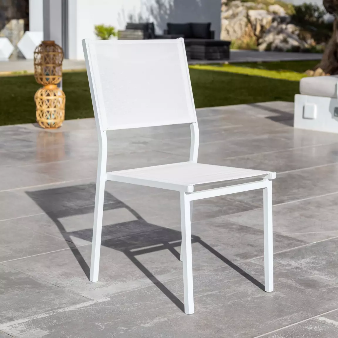 Chaise de jardin aluminium empilable Murano Blanche