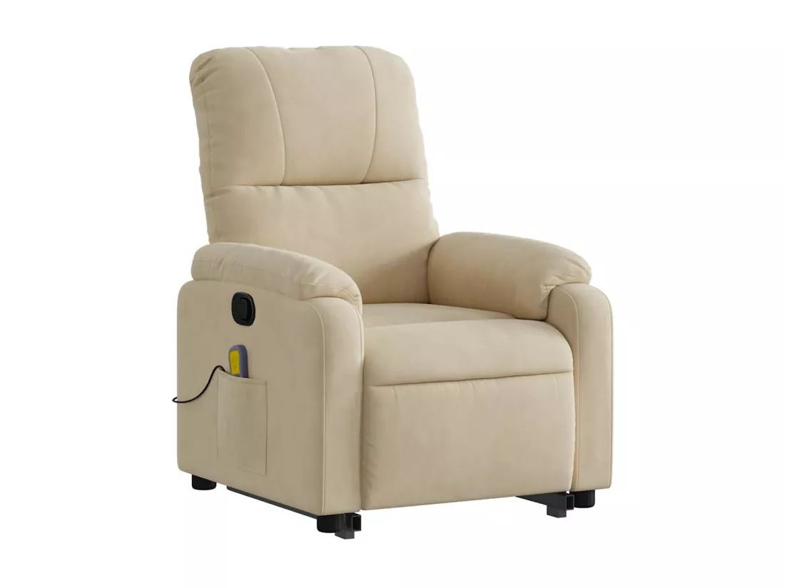 Fauteuil inclinable massant crème tissu microfibre