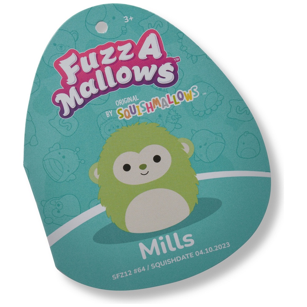 Original Squishmallows 30cm Fuzz-A-Mallows Mills, das grüne Affen-Plüschtier