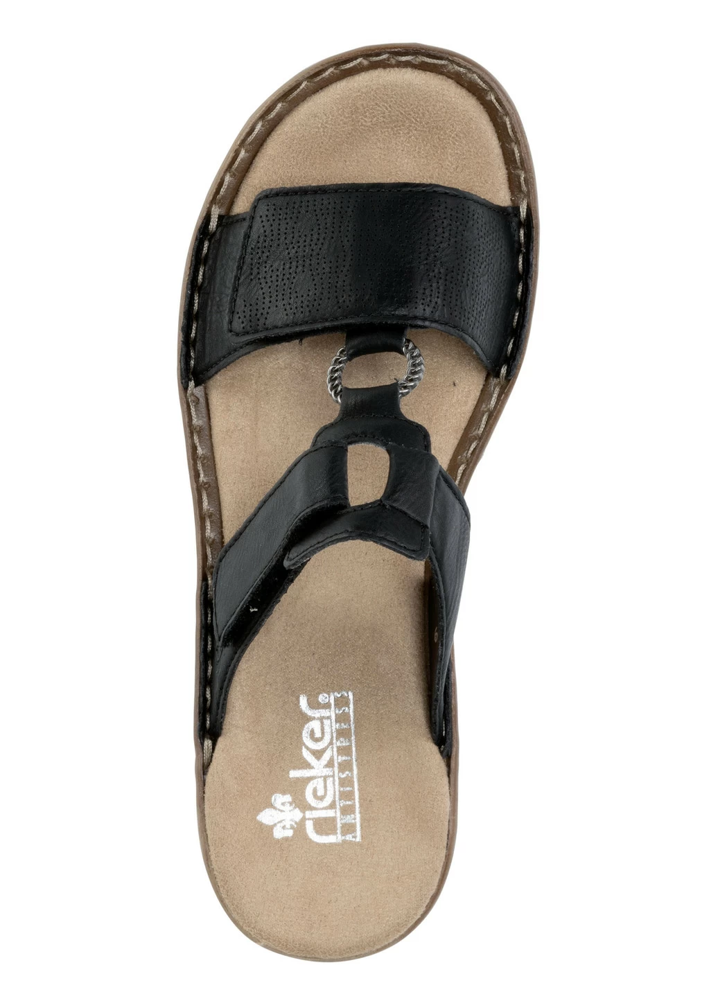 Rieker Pantolette mit dezenter Prägung und Metallschmuck