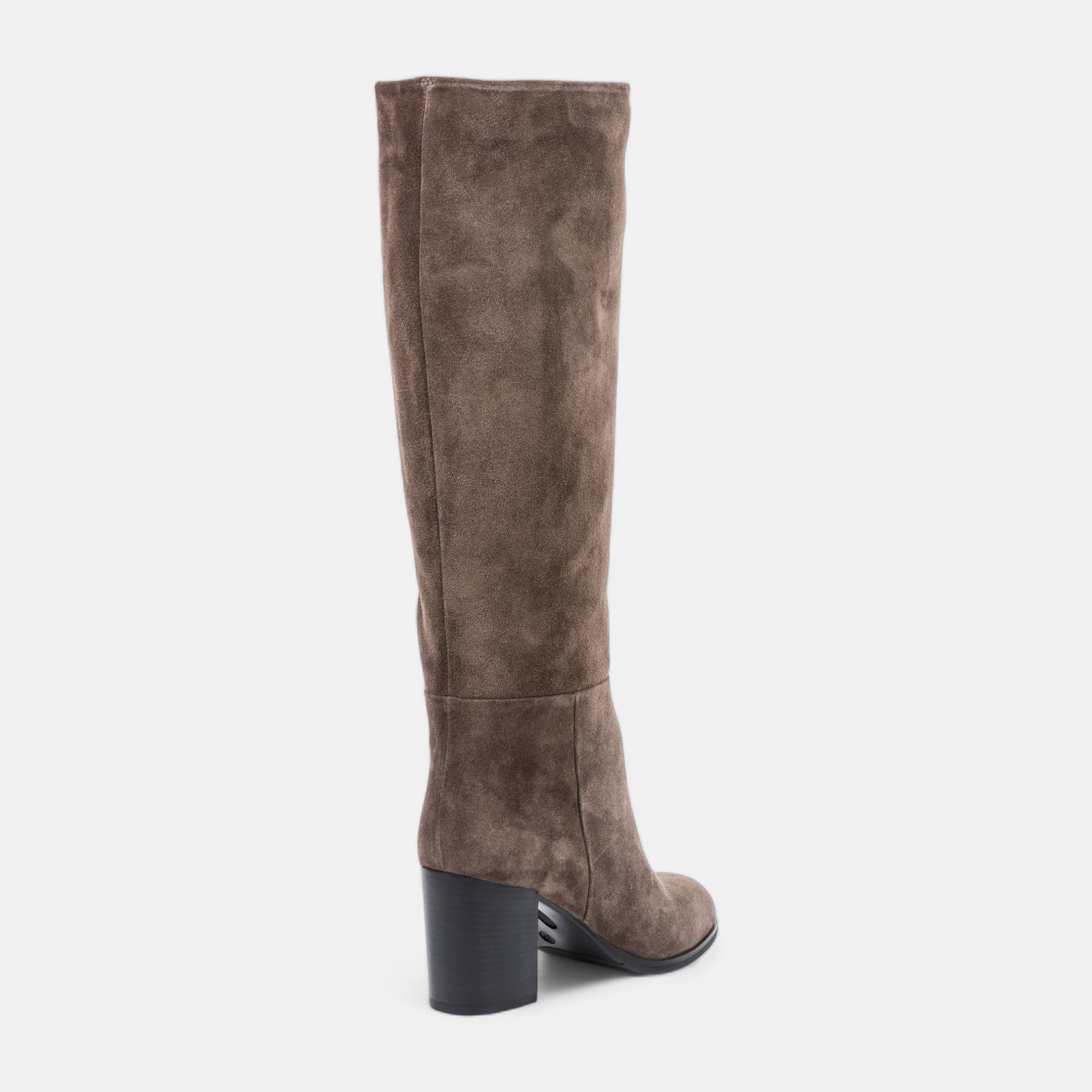 Bottes à talon Femme en cuir taupe