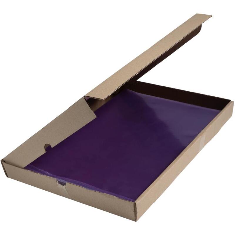 Etui carton de 100 pochettes coin PVC lisse haute résistance 13/100e - A4 - Violet