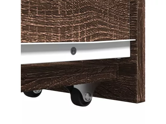 Armoire de salle de bain étroite avec roulettes chêne marron