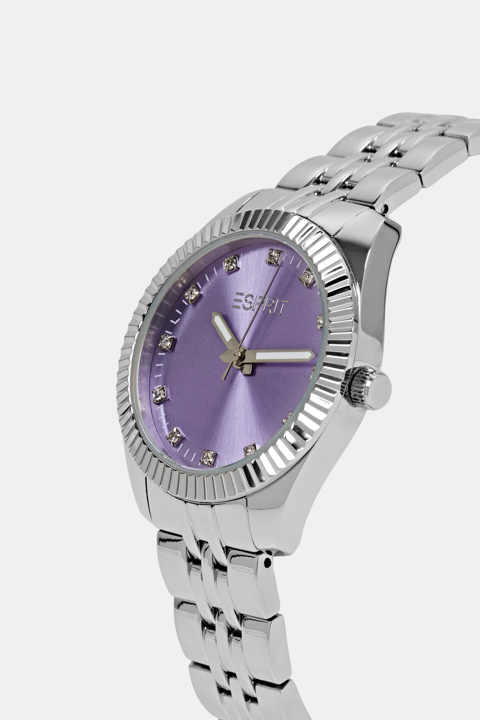 Montre en acier inoxydable sertie de zircone