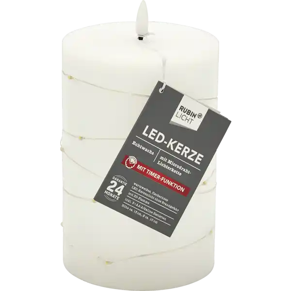 LED Kerze 3D Flamme 15 cm weiss mit Drah