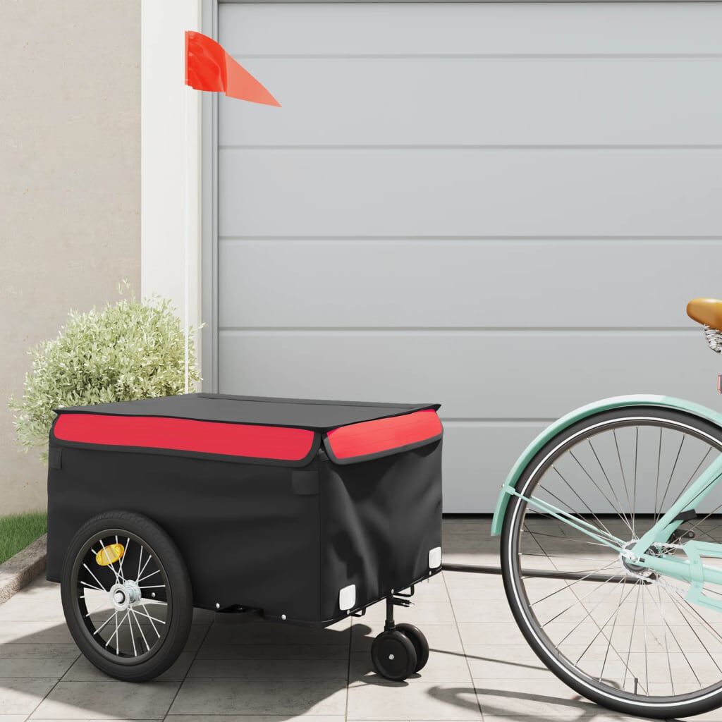 vidaXL Fietskar, zwart en rood, 45 kg, ijzer