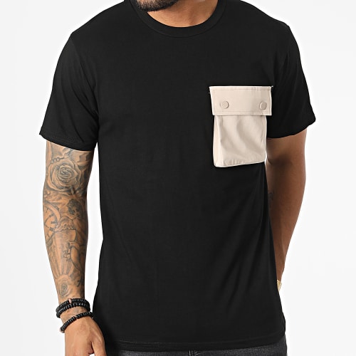 Tee Shirt Poche T8815 Noir Beige