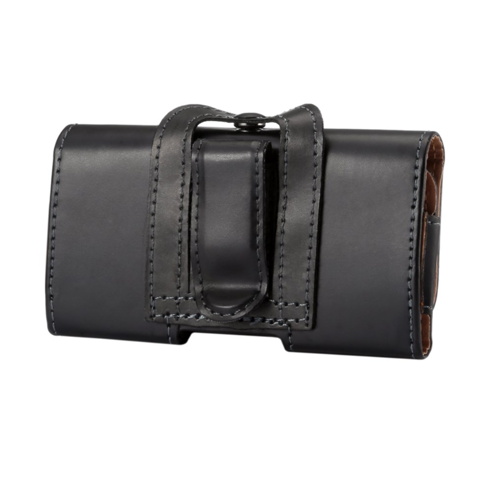 Universal Smartphone Leder Tasche mit Gürtelclip - Schwarz