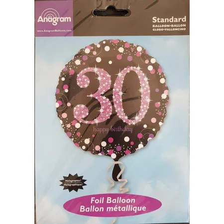 amscan Folienballon Happy Birthday 30 holographic, pink