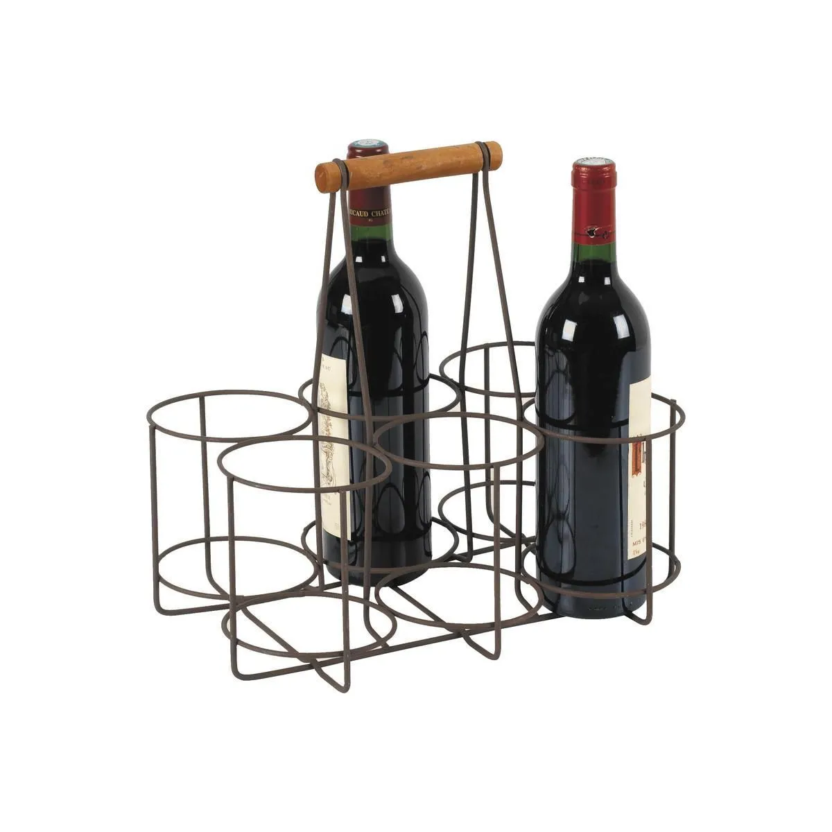 Aubry Gaspard Panier à Bouteilles - Métal vieilli et bois
