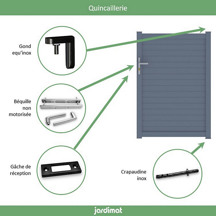 Portillon Jardimat aluminium Courtrai gris 7016 - 100 x h.146 cm