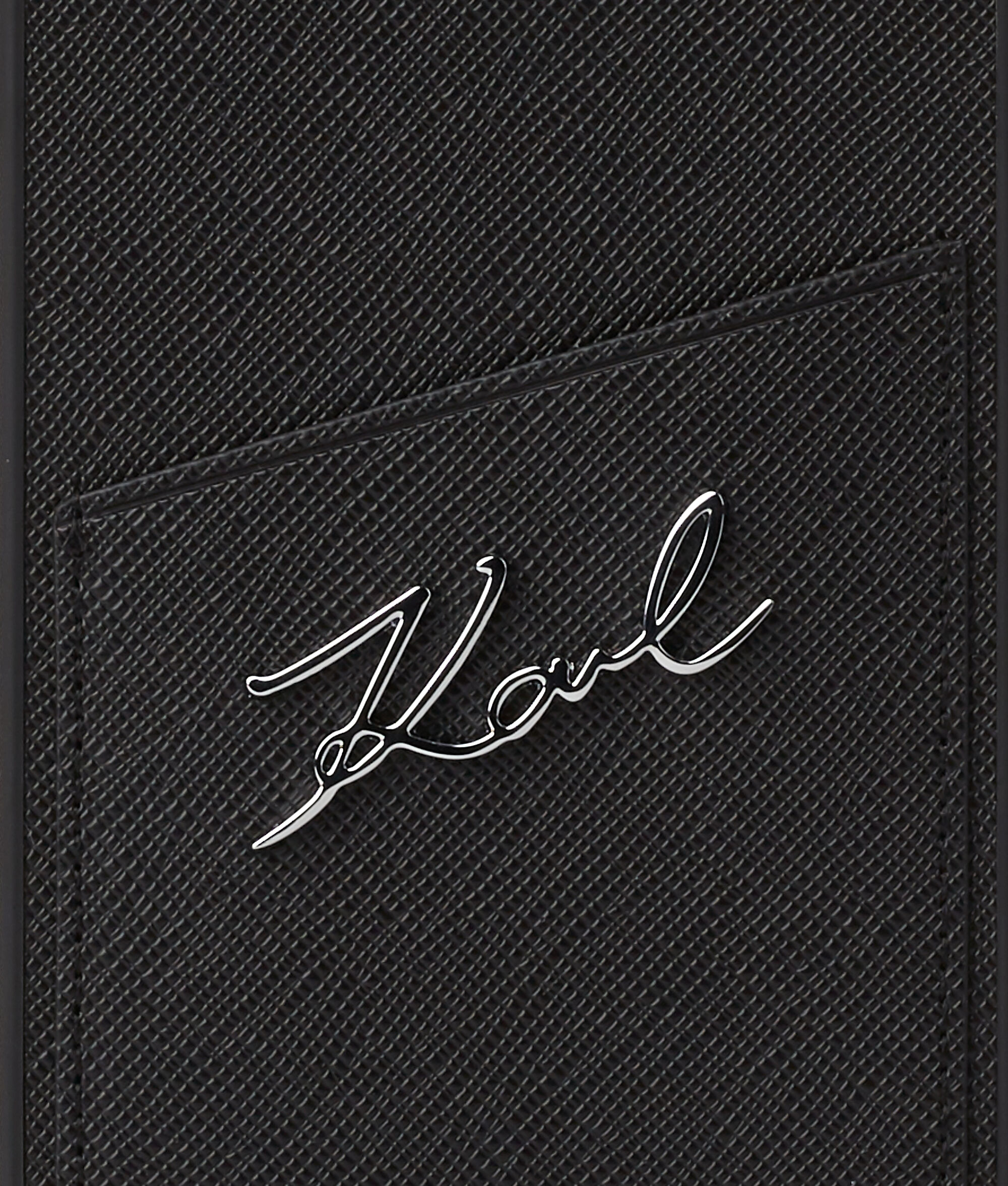 Étui de protection pour iPhone 14 Pro Max avec fente pour cartes ornée du logo Karl Signature