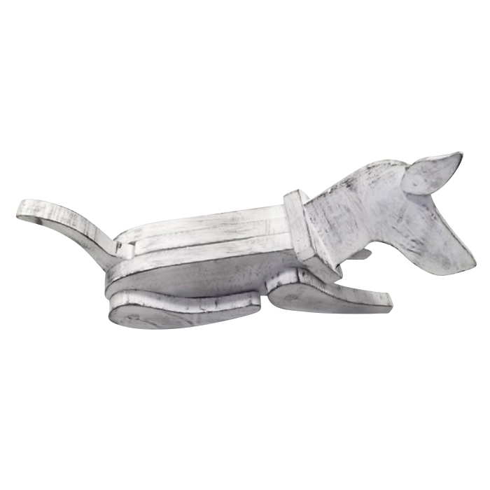 Holzhund 'Lotti', weiß, L 40 cm, B 9 cm, H 24 cm von fischer's lagerhaus