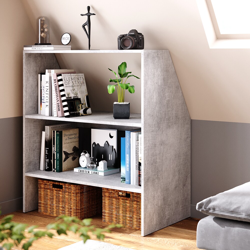 VICCO Dachschrägenregal Bücherregal Wandregal Standregal Regal Dachschräge Beton Optik