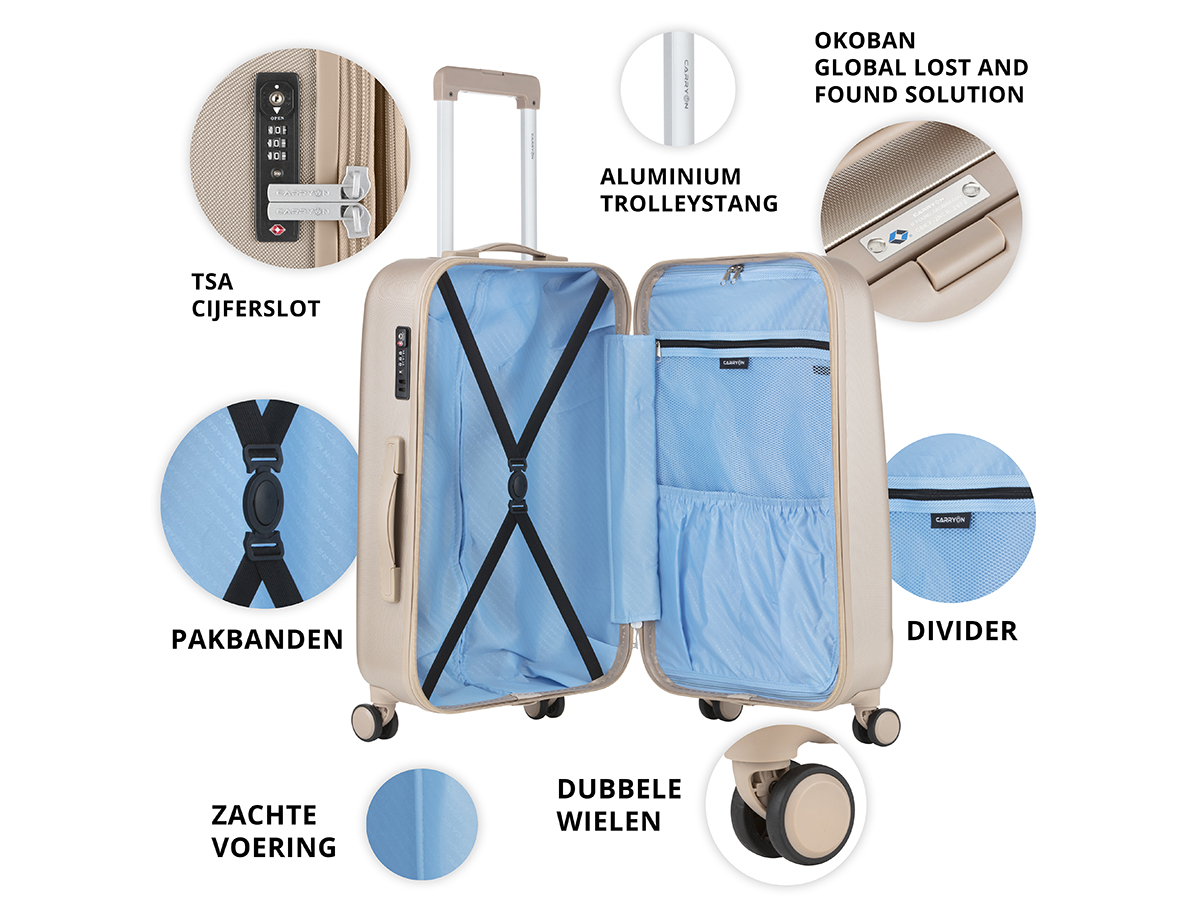 CarryOn Skyhopper 3-delige TSA kofferset - Champagne
