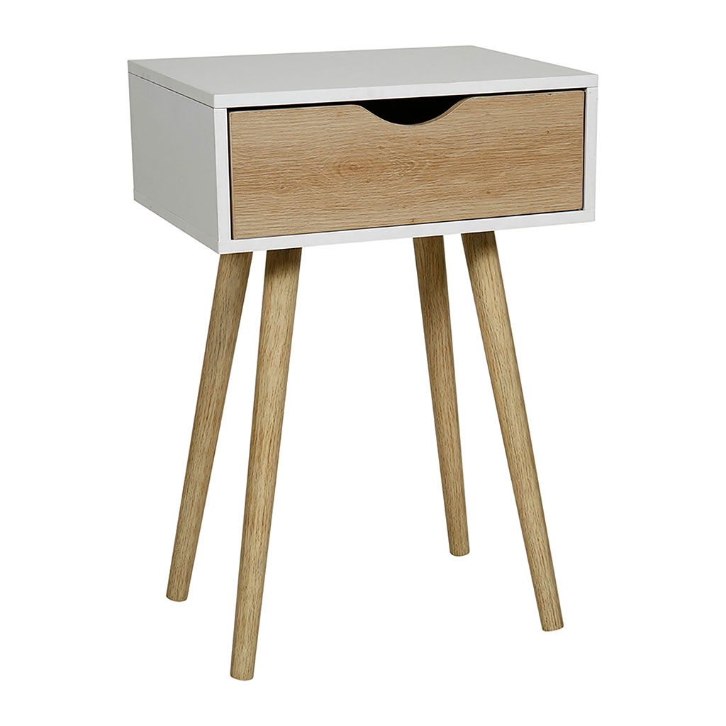 Chevet rectangulaire blanc et bois naturel H 60cm
