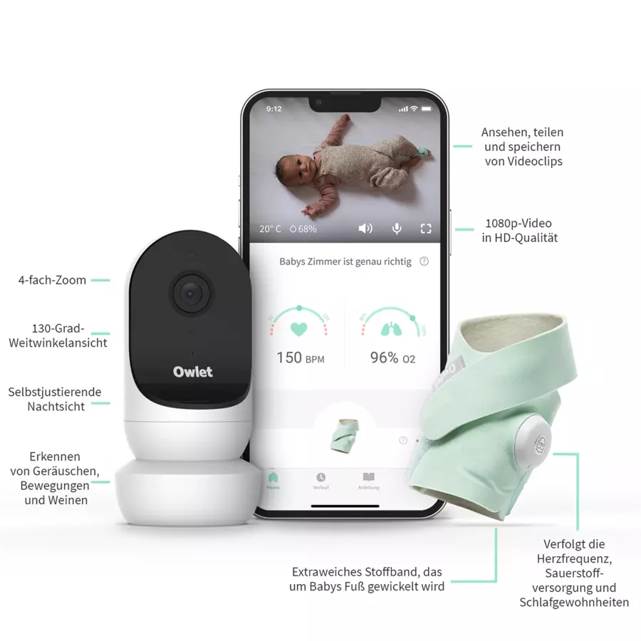 Owlet Monitor Duo Smart Sock 3 und Camera 2 mint
