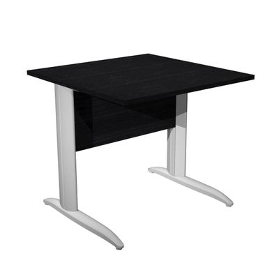 Bureau droit Trend - L80 - Pieds métal en L - plateau imitation frêne noir - pied métal alu