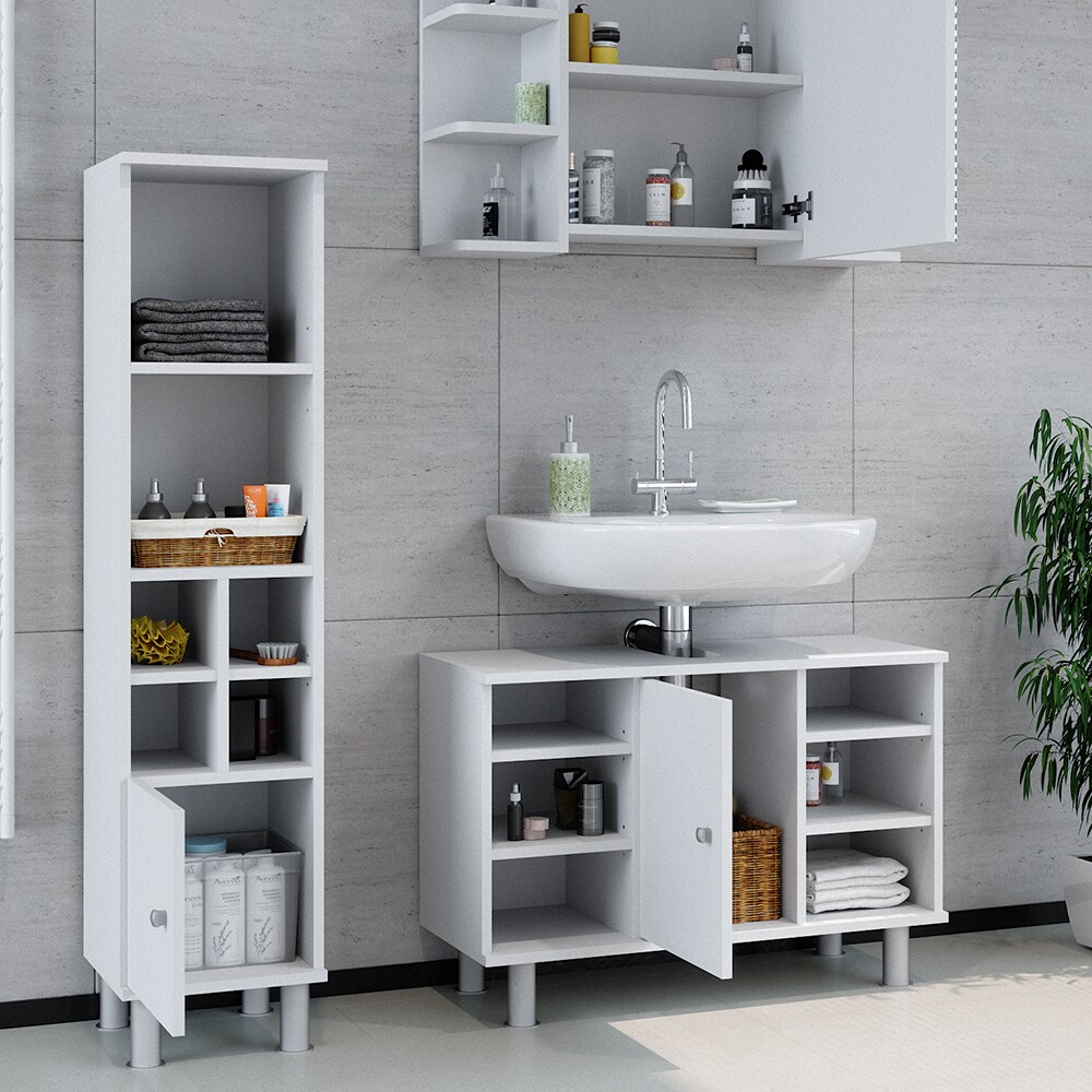 Vicco Badmöbel Set 3tlg Fynn Spiegelschrank Waschbeckenunterschrank Hochschrank