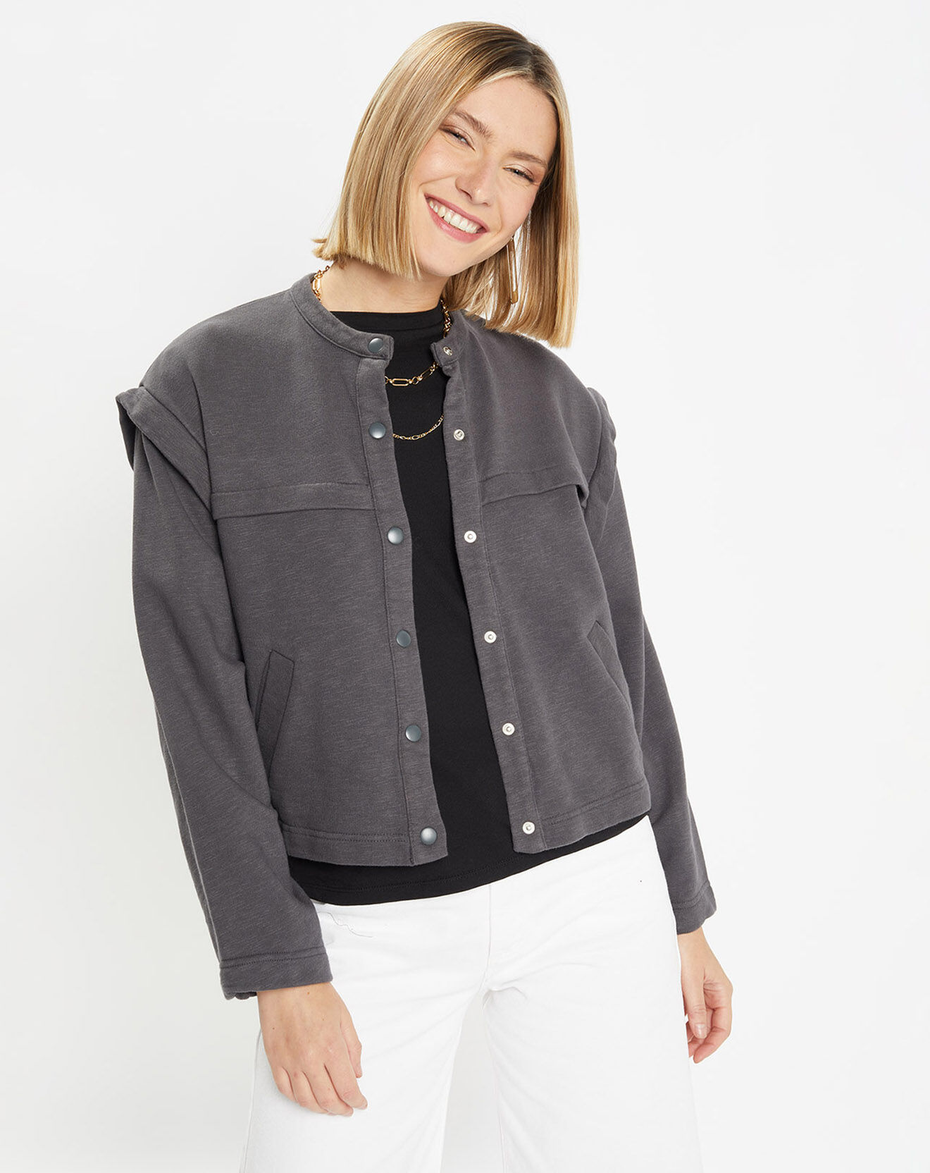 Galeries Lafayette Veste courte en Coton Léonor gris foncé
