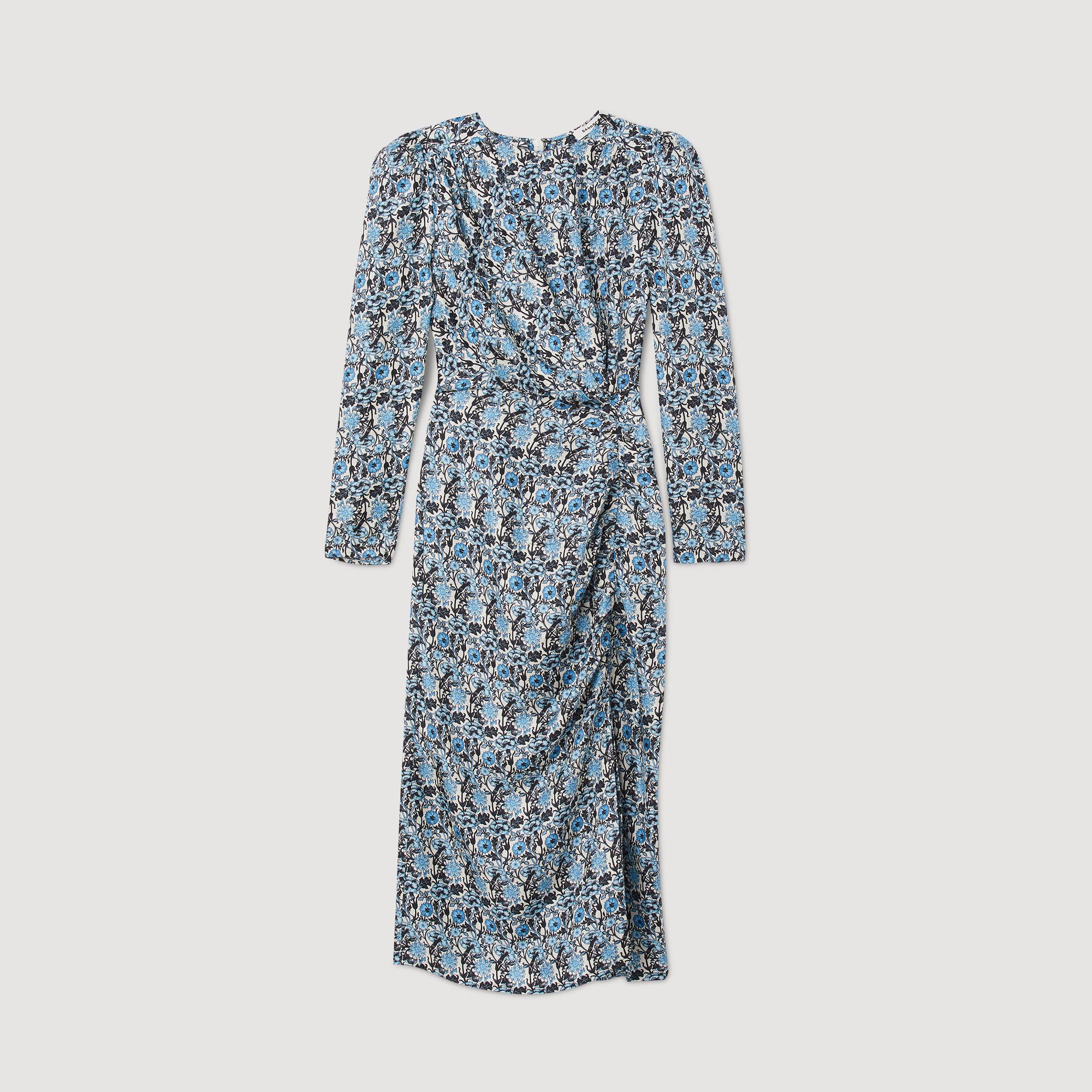 Robe longue en soie drapee