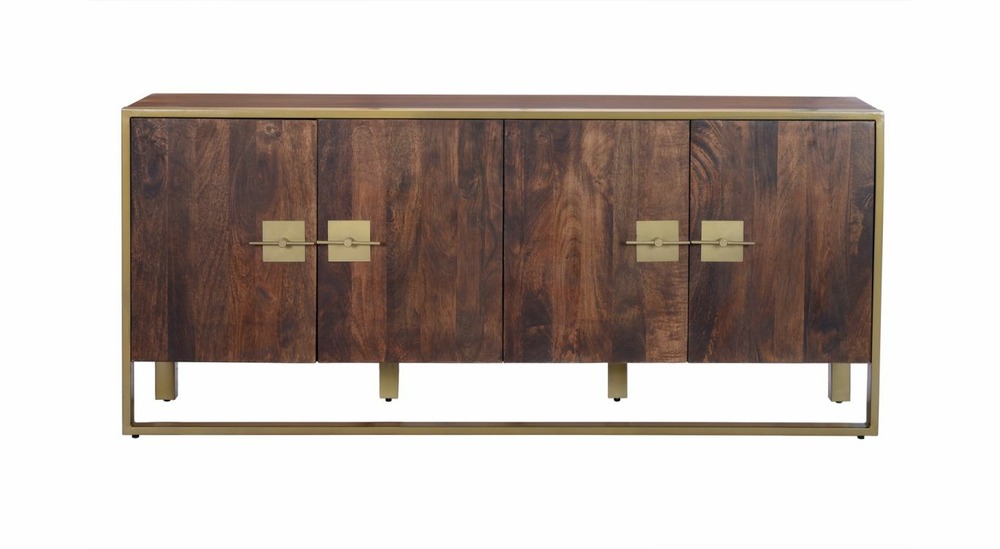 Bahut bois, métal marron 180x40x80cm - bois-métal