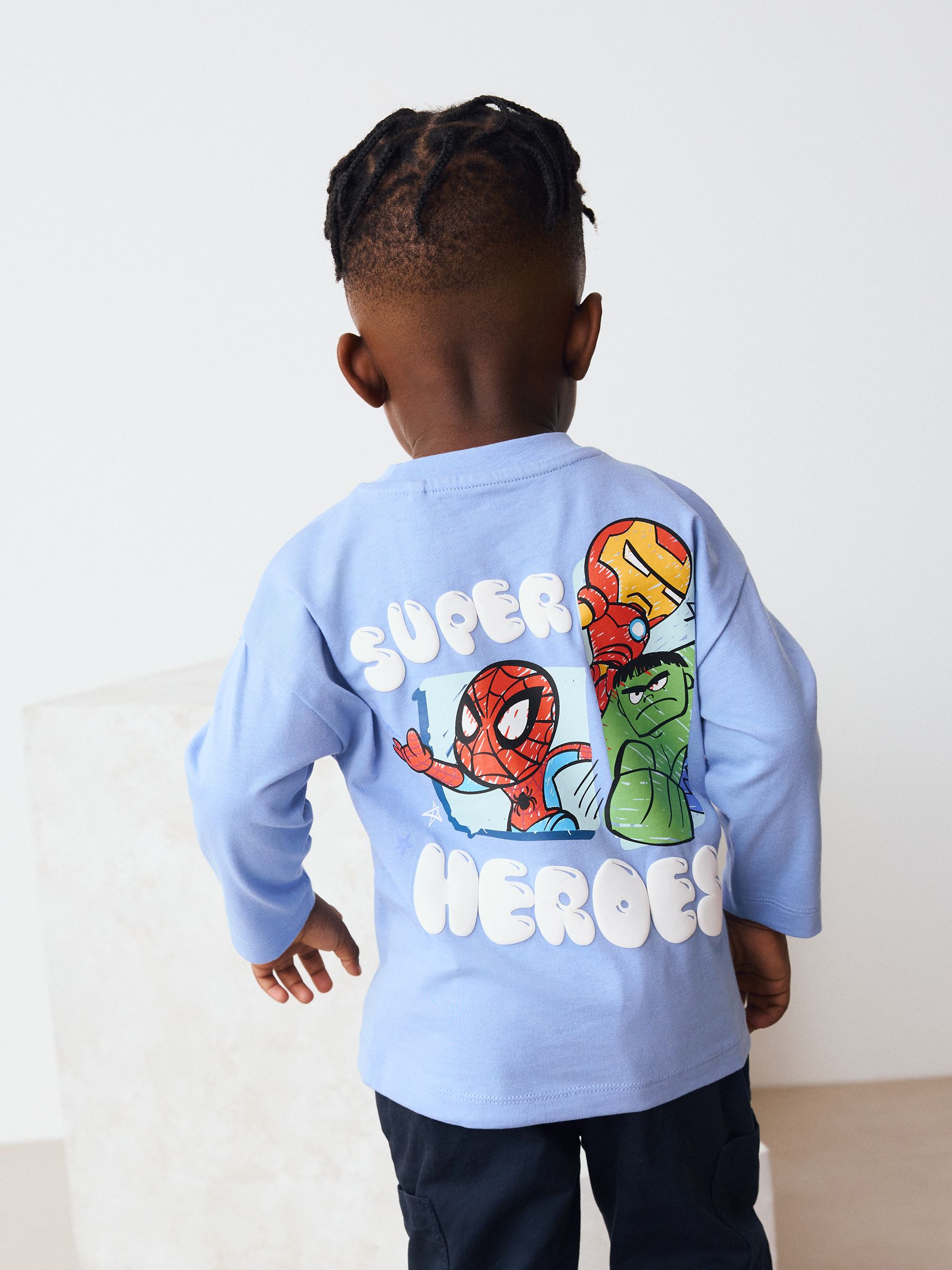 Blauw - Marvel T-shirt met lange mouwen (6mnd-8jr)