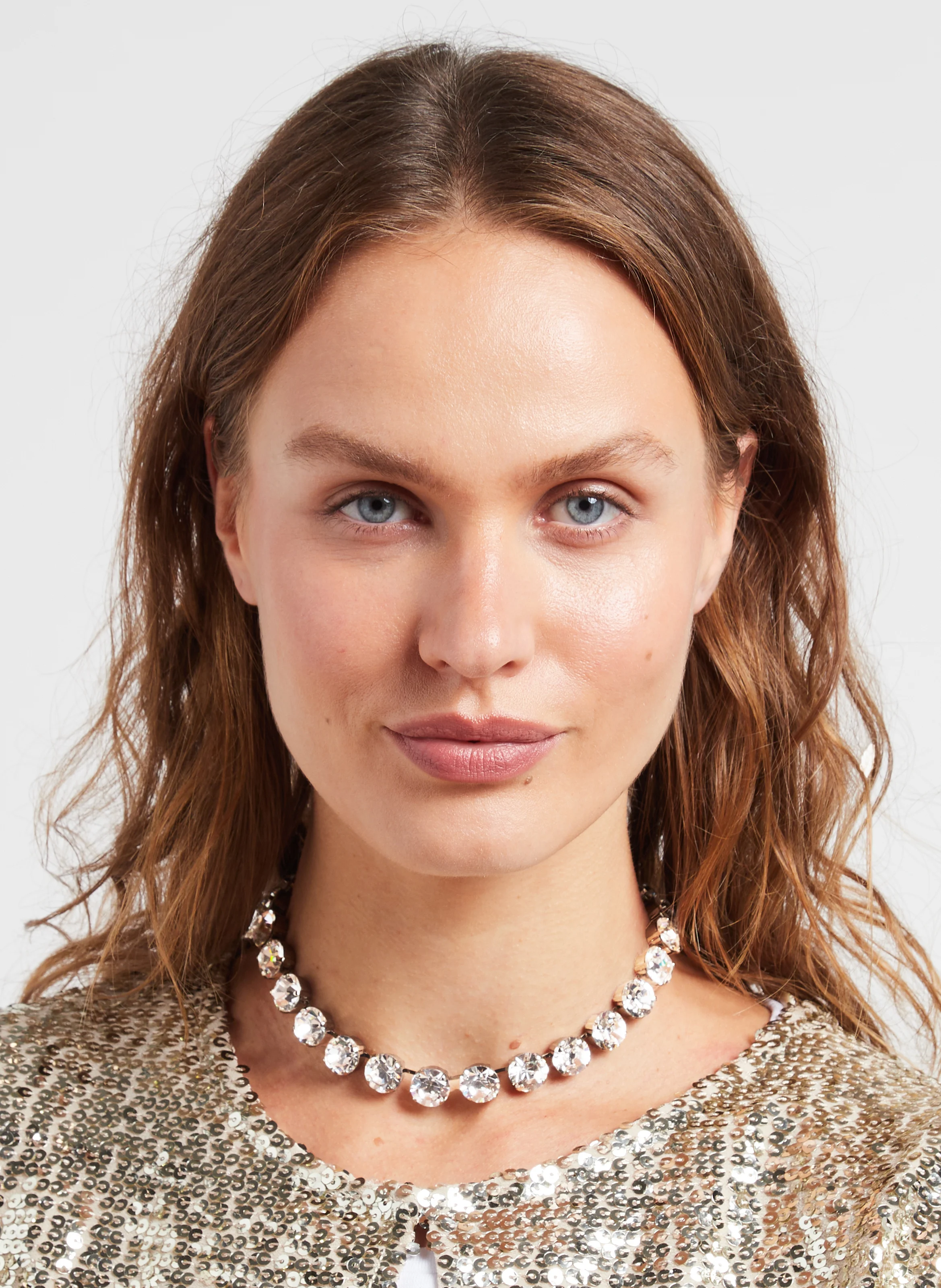 Collier ras de cou cristaux| Blanc