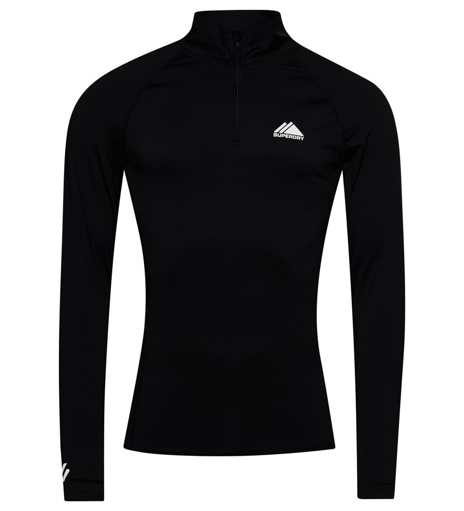 Camiseta térmica Superdry com meio zíper, preta