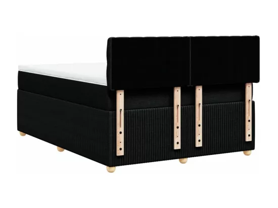 Sommier à lattes de lit avec matelas Noir 140x190 cm Tissu