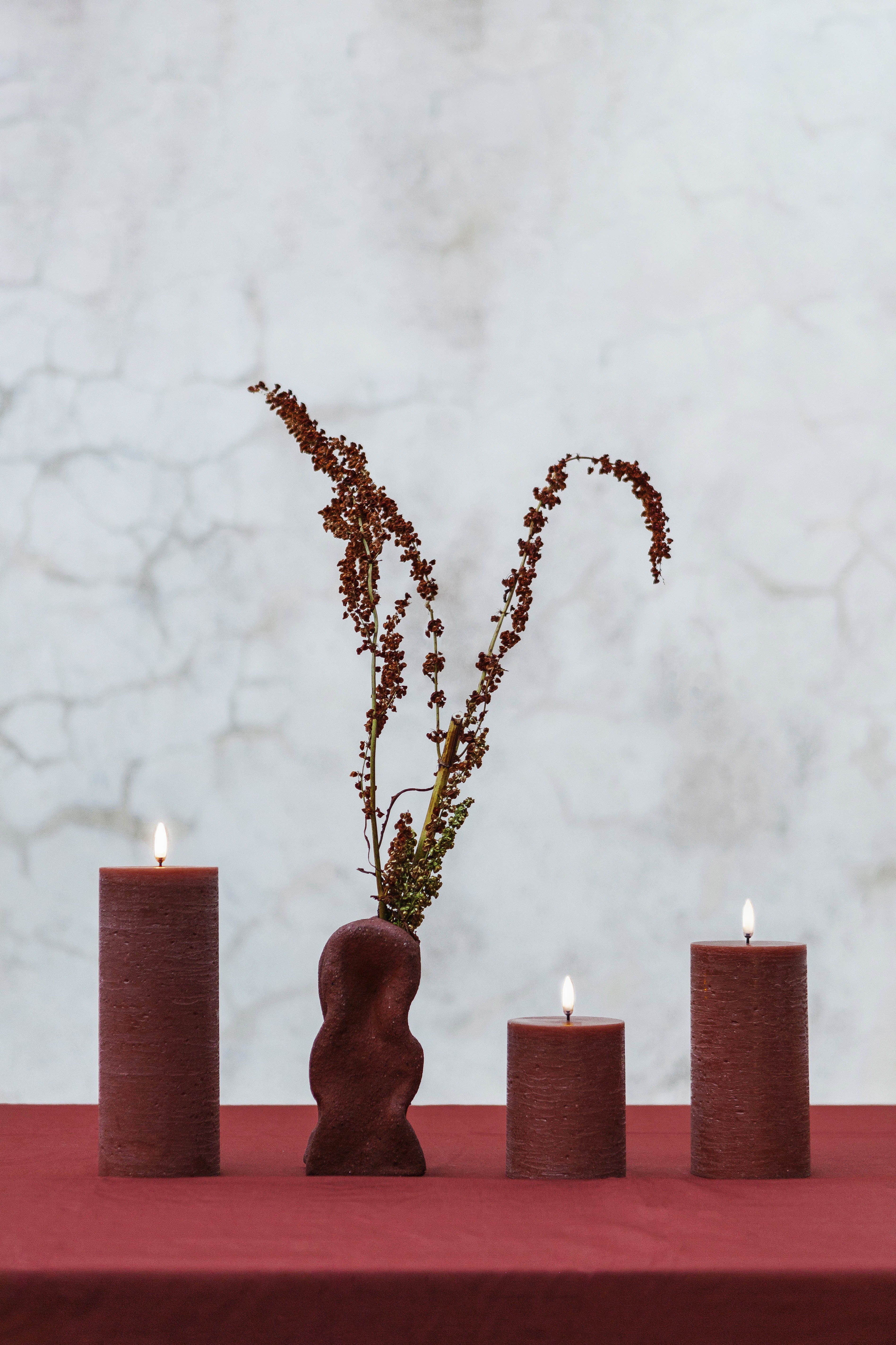 Uyuni  LED Rustic pillar lys, Terracotta - H10 cm.