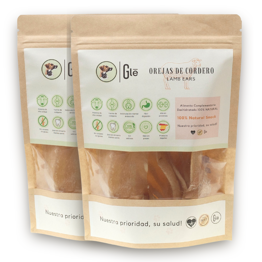 Orelhas de cordeiro GLE PETS. Petiscos 100% naturais para cães.